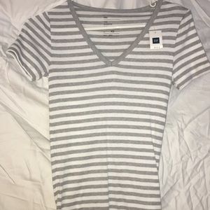 Grey and white striped T-shirt
